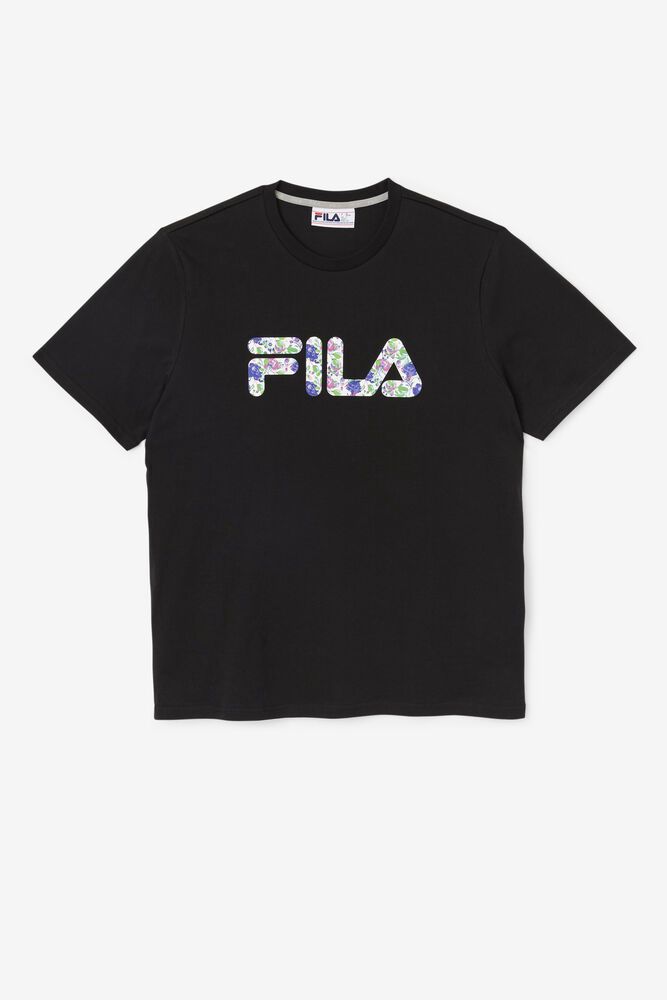 Fila T-Shirt Mens Black - Saranac - Philippines 1546709-HT